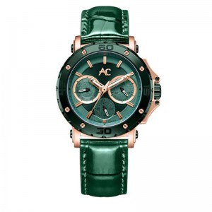 Alexandre Christie AC 9205 Rosegold Green Leather Lady BFLRNGN